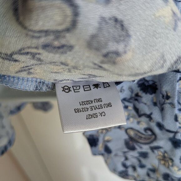 Boho Blouse Ruffled Sleeve Edge Paisley Print Blue Small @E - Picture 8 of 9